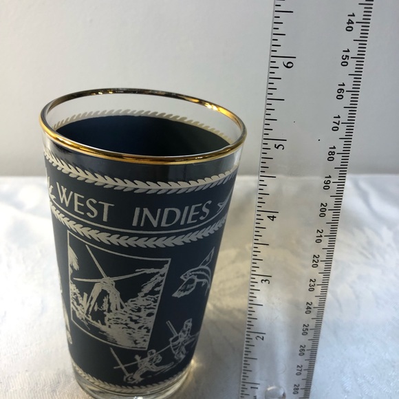 Vintage Federal Glass Barbados Glass , 5” West Indies, Gold Rimmed - Picture 7 of 8